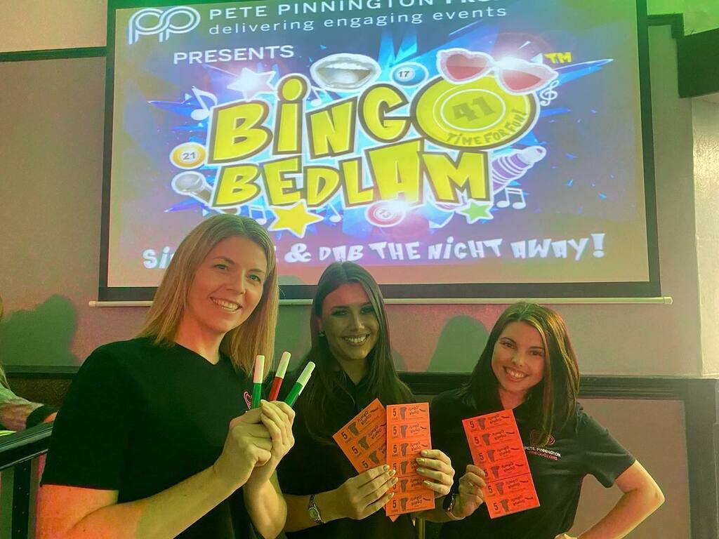 Our Bingo Bedlam team work together to make the evening as fun as possible.